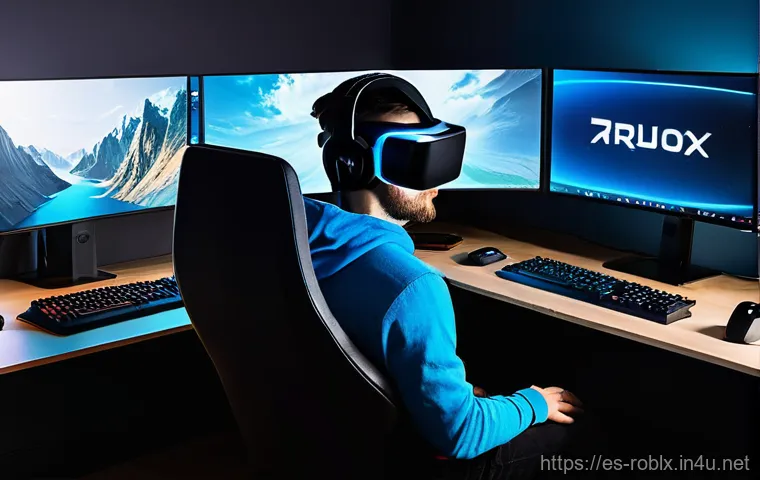 로블록스 VR 모드 설정법 - **Prompt 1: Immersive Standalone VR Gaming Adventure**
    "A young adult, with a wide, excited smil...